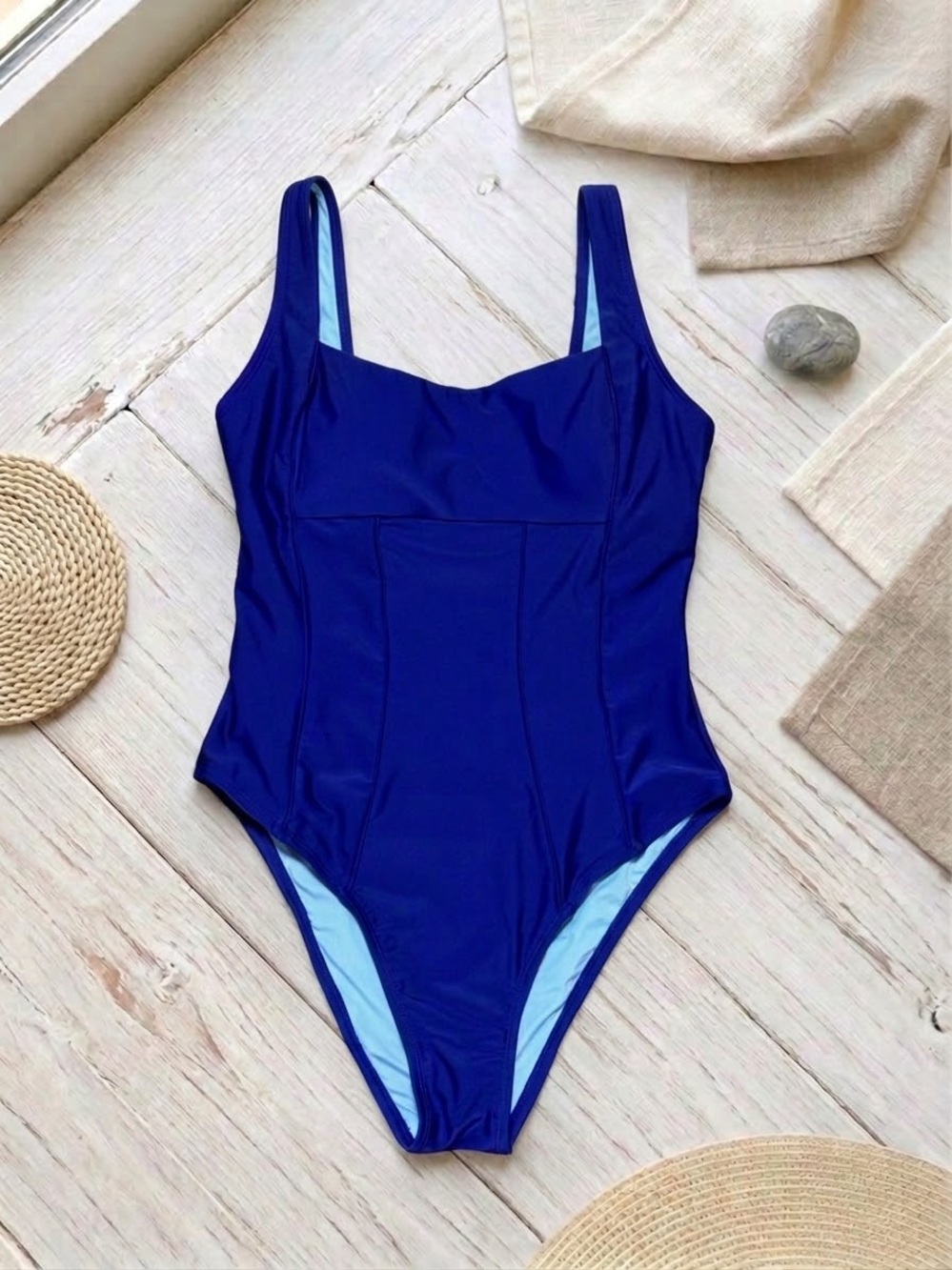 NWT Cupshe Cobalt Blue Tummy Control One-Piece Swimsuit - M - Picture 1 of 7